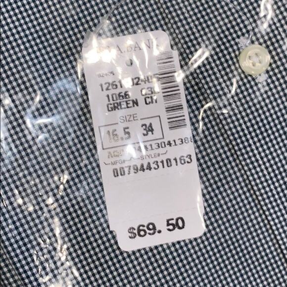 Jos. A Bank executive collection green buffalo plaid button front shirt | Sz 16 - Picture 6 of 6